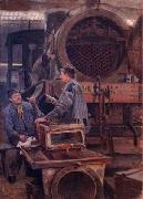 Johannes Martini Fruhstuck in der Lokomotivwerkstatte, Spain oil painting artist